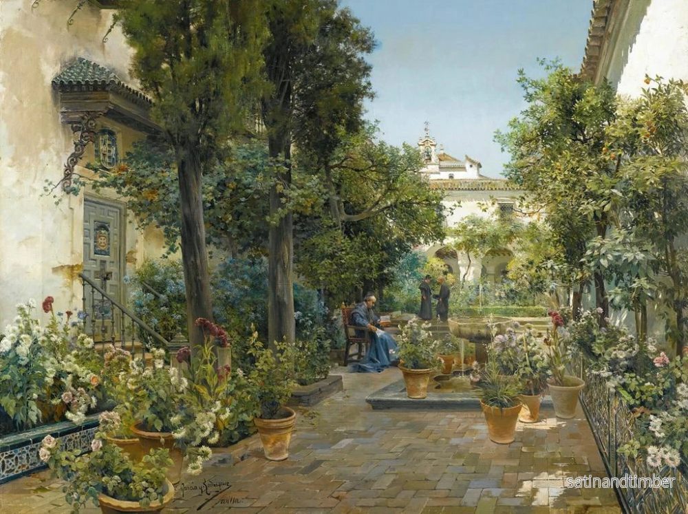 Reproduktion av målningen Trädgård i Sevilla - Manuel García y Rodríguez - Bild 2