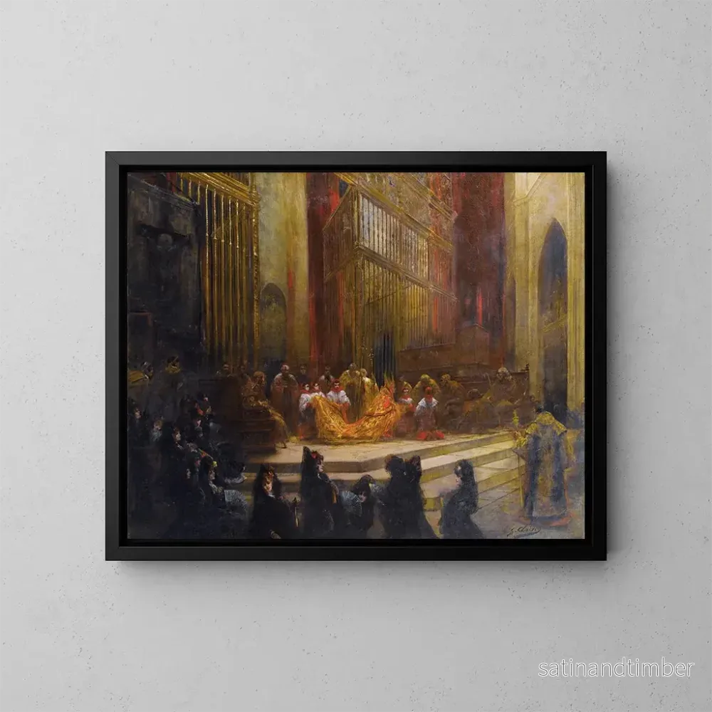 Reproduktion av målningen Elegant i en spansk kyrka - Georges Jules Victor Clairin