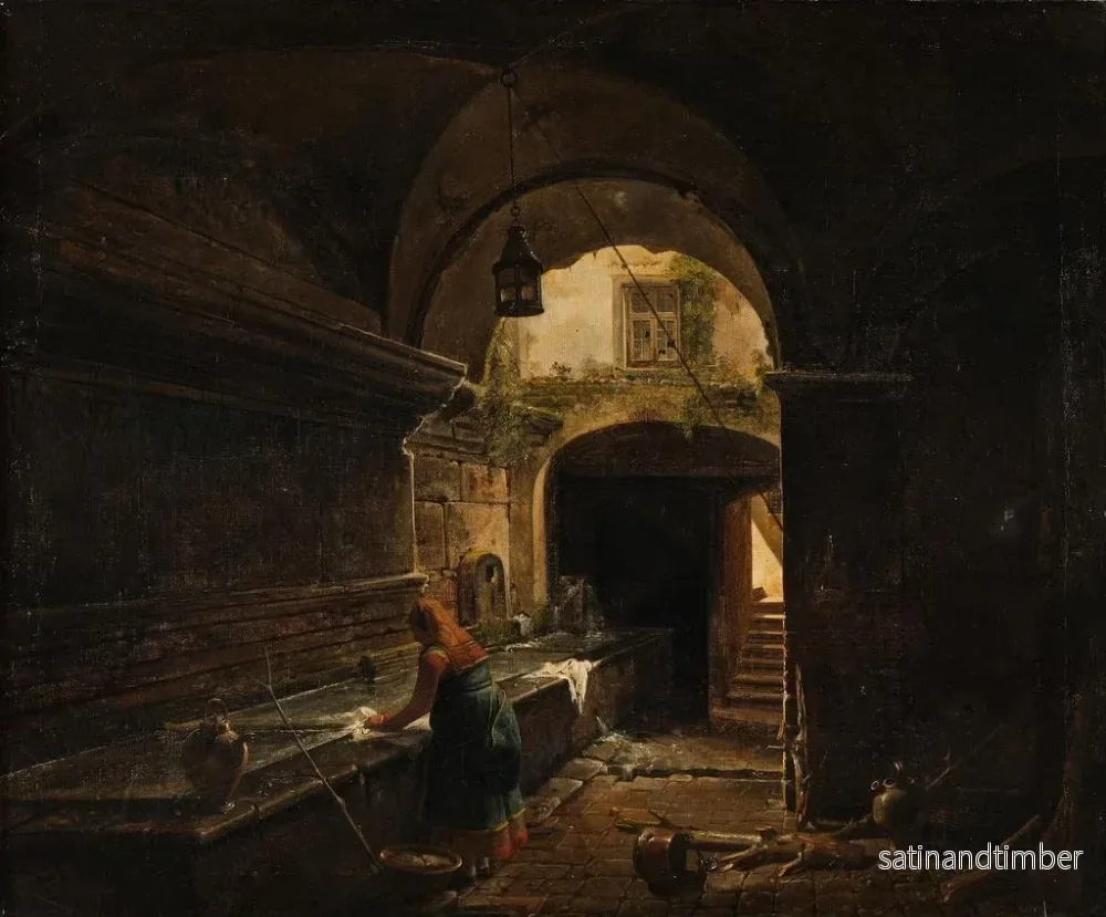 Reproduktion av målningen L' aqueduc romain Aqua Vergine i gården vid nr 12 på via del Nazareno - Giovanni Lazzarini - Bild 2