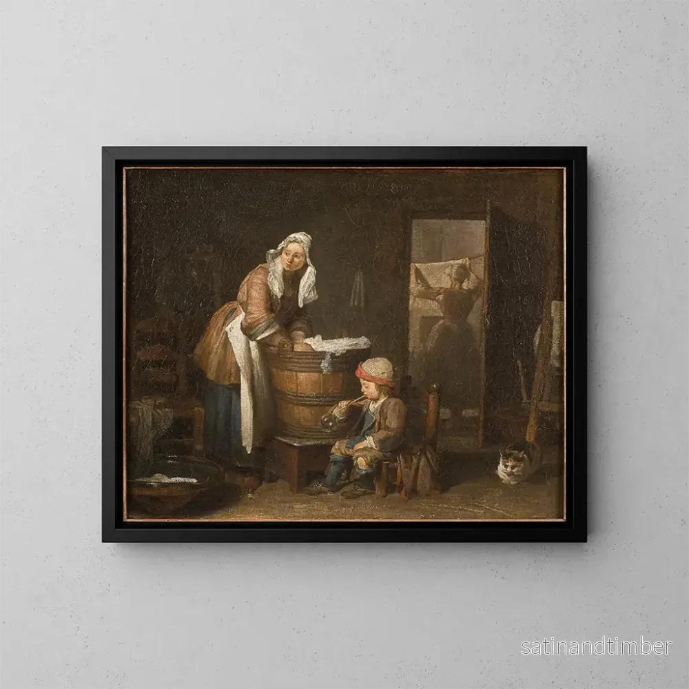 Reproduktion av målningen La Laveuse - Jean Siméon Chardin