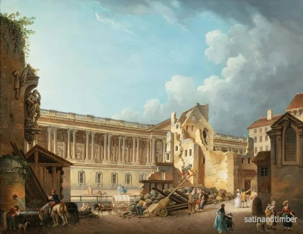 Reproduktion av målningen Le dégagement de la colonnade du Louvre lors de la démolition des ruines de l'Hôtel du Petit Bourbon - Pierre-Antoine Demachy - Bild 2
