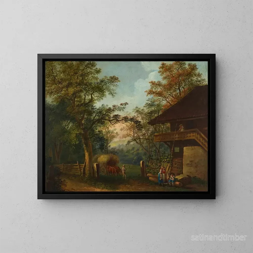 Reproduktion av målningen Landsbybor runt huset – Franz Niklaus König Reproduktion av målningen Landsbybor runt huset – Franz Niklaus König