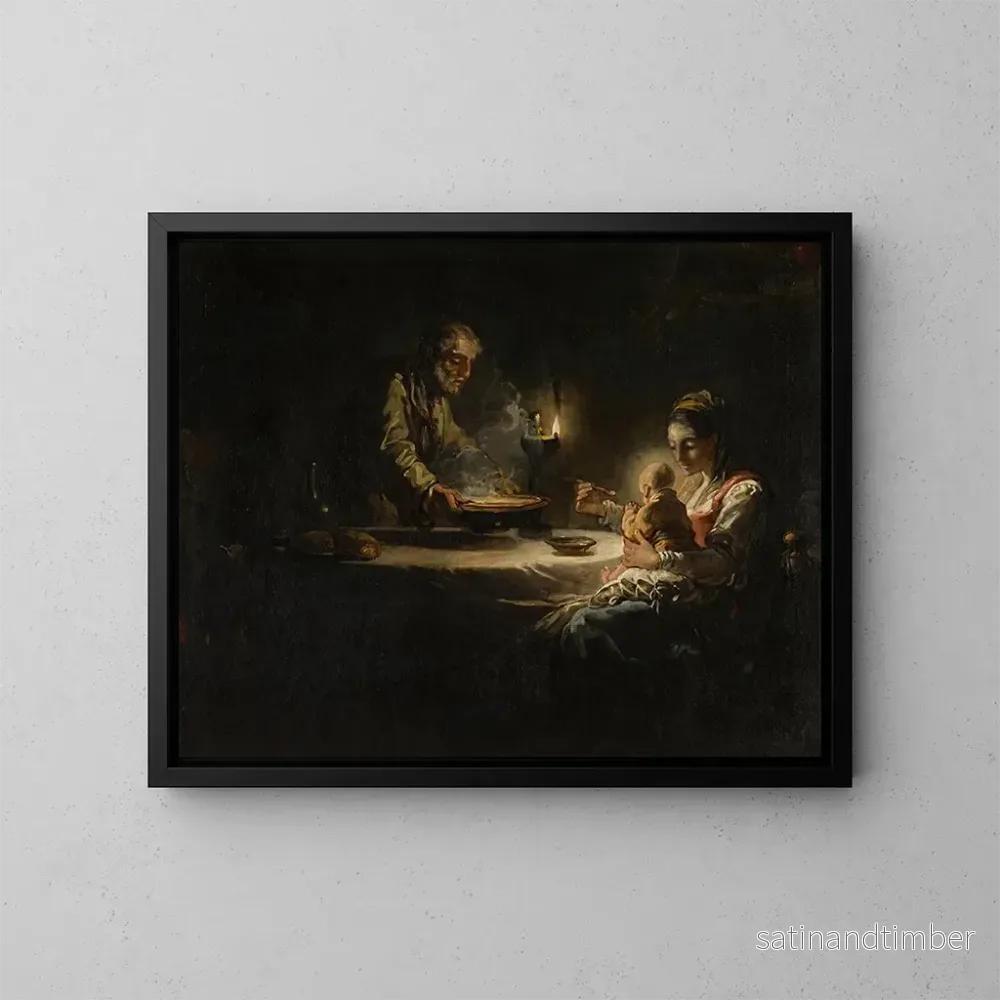 Reproduktion av målningen En inomhusscen med den heliga familjen vid bordet – Jean-Honoré Fragonard-kretsen Reproduktion av målningen En inomhusscen med den heliga familjen vid bordet – Jean-Honoré Fragonard-kretsen