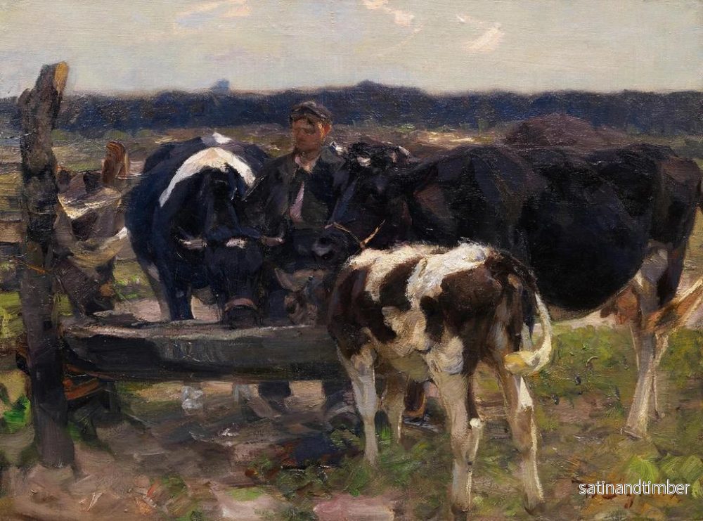 Reproduktion av målningen Khe och herden vid vattenhålet - Heinrich von Zügel - Bild 2