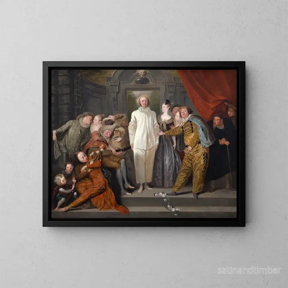 Reproduktion av målningen Les Comédiens italiens - Jean-Antoine Watteau