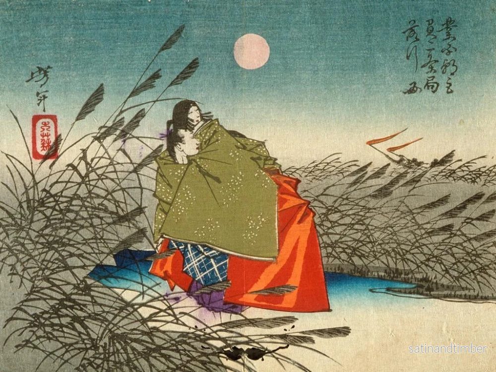 Reproduktion av målningen Narihira och Nij no Tsubone vid Fuji-floden - Tsukioka Yoshitoshi - Bild 2