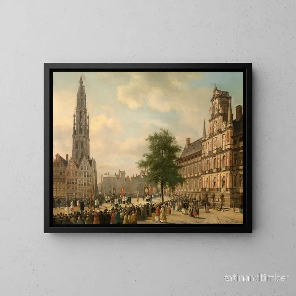Reproduktion av målningen av procession på Grote Markt i Antwerpen – Jan Michiel Ruyten Reproduktion av målningen av procession på Grote Markt i Antwerpen – Jan Michiel Ruyten