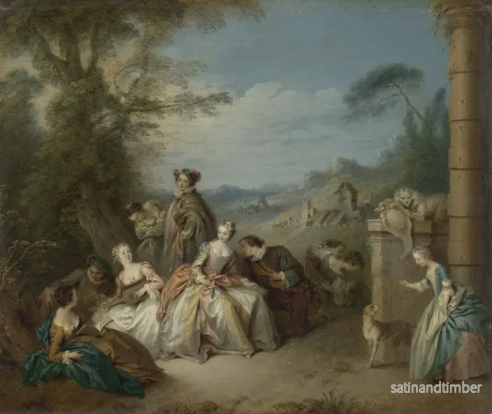 Reproduktion av målningen av en festlig galant fest i ett landskap - Jean-Baptiste Pater - Bild 2