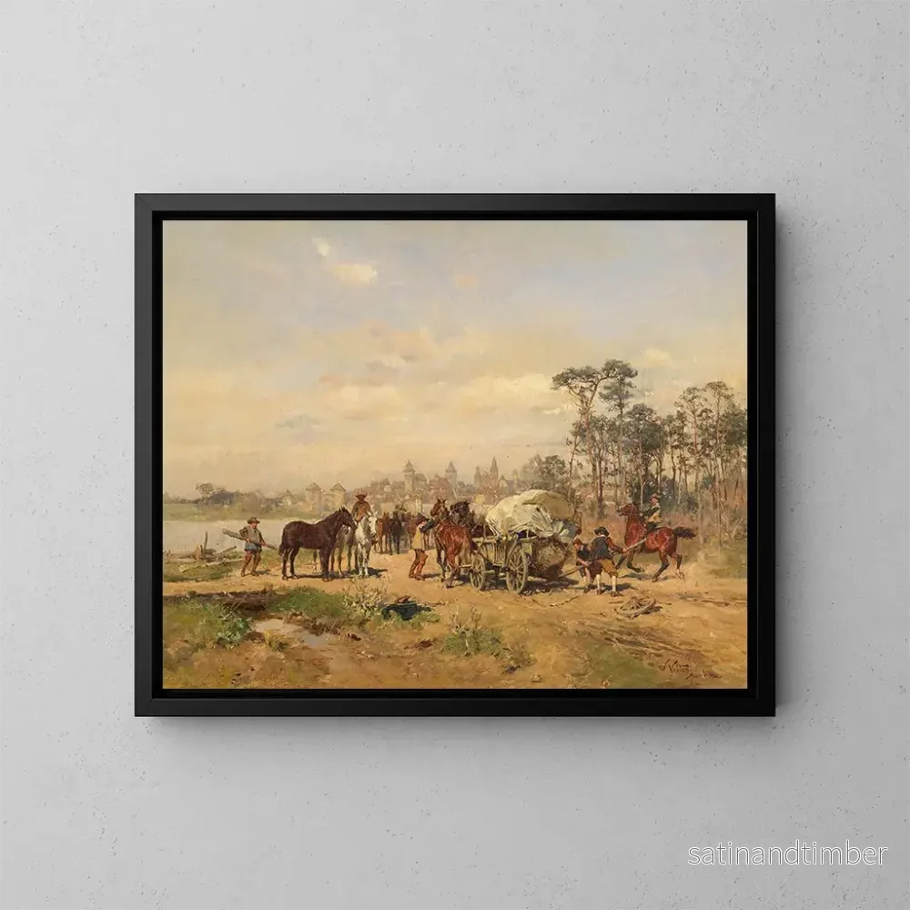 Reproduktion av målningen Rupture de route vers Rothenburg - Wilhelm Velten