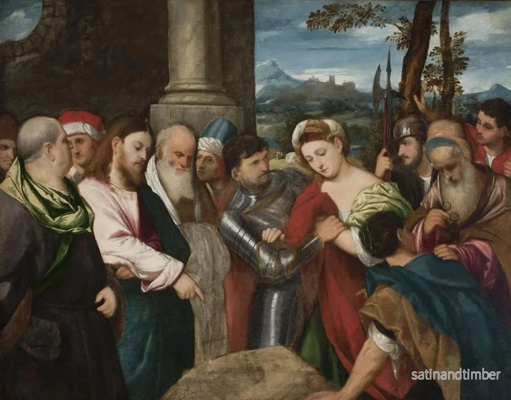 Reproduktion av målningen av Jesus och den adulteresska kvinnan - Bonifacio Veronese - Bild 2