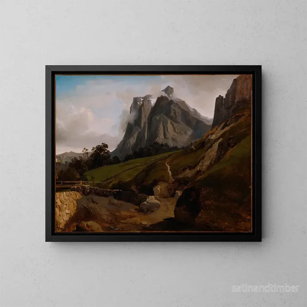 Reproduktion av målningen Le Wetterhorn, Schweiz - Théodore Caruelle d'Aligny