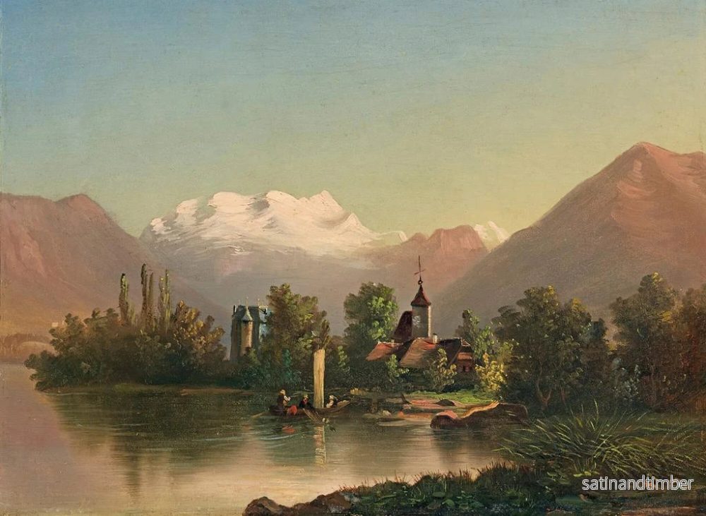 Reproduktion av målningen av Château de Schadau med Scherzlingen kyrka och Blemisalp - Ferdinand Hodler - Bild 2