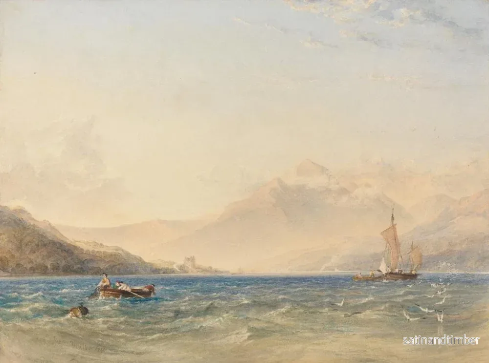 Reproduktion av målningen La tête de Loch Fyne avec le château de Dindarra - Copley Fielding - Bild 2