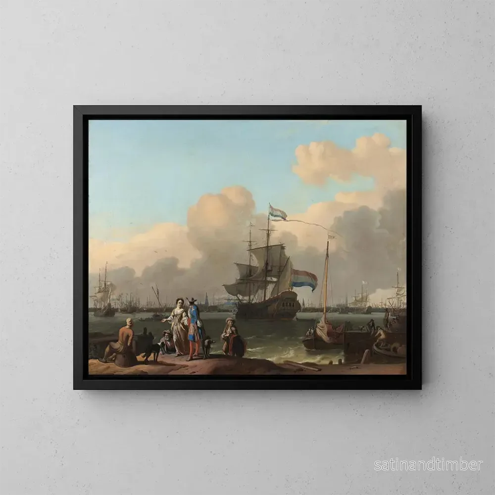 Reproduktion av målningen Le Y i Amsterdam med fregatten De Ploeg – Ludolf Bakhuizen Reproduktion av målningen Le Y i Amsterdam med fregatten De Ploeg – Ludolf Bakhuizen