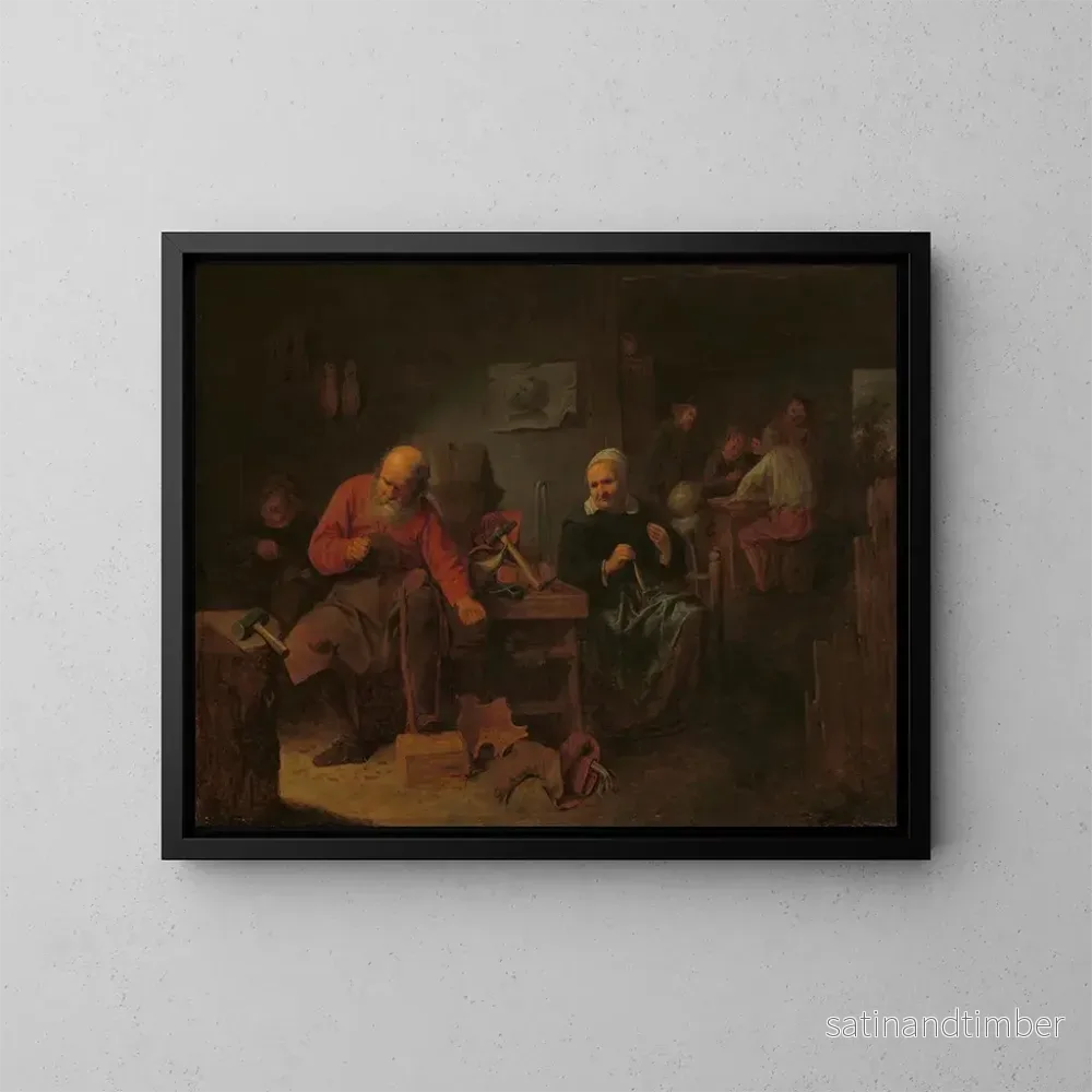Reproduktion av målningen av ett inomhusatelier för skomakare - David Ryckaert III