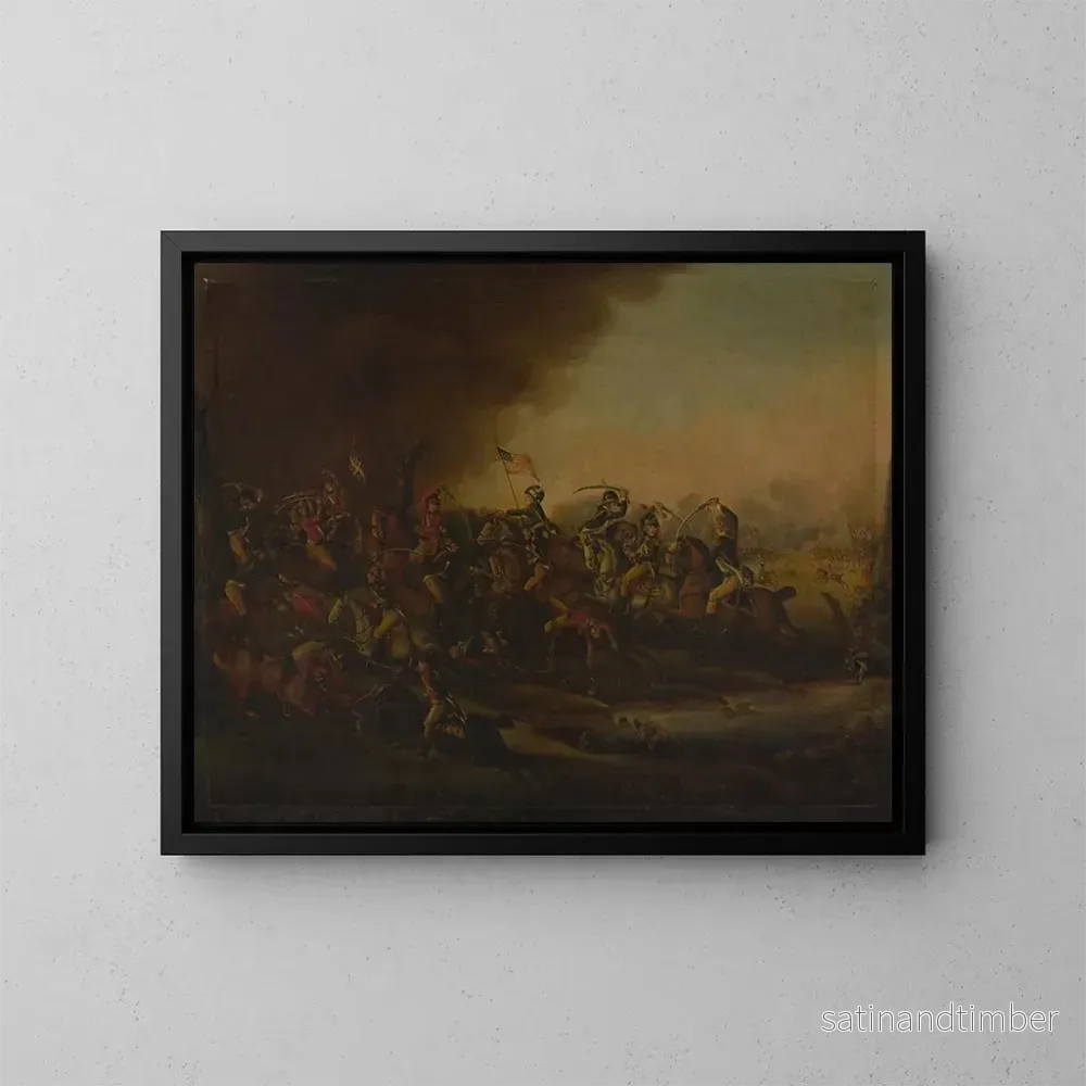 Reproduktion av målningen Bataille de Cowpens – Frederick Kemmelmeyer Reproduktion av målningen Bataille de Cowpens – Frederick Kemmelmeyer