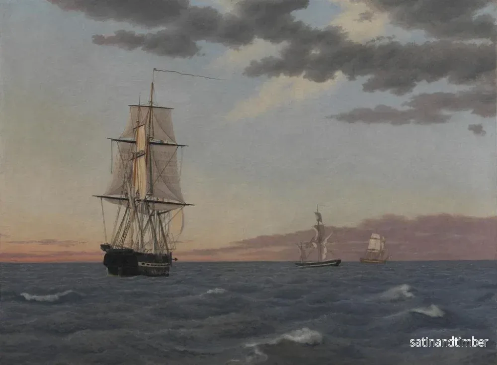 Reproduktion av målningen La Corvette Galathea i ankare för att sända hjälp till briggen Saint Jean - Christoffer Wilhelm Eckersberg - Bild 2