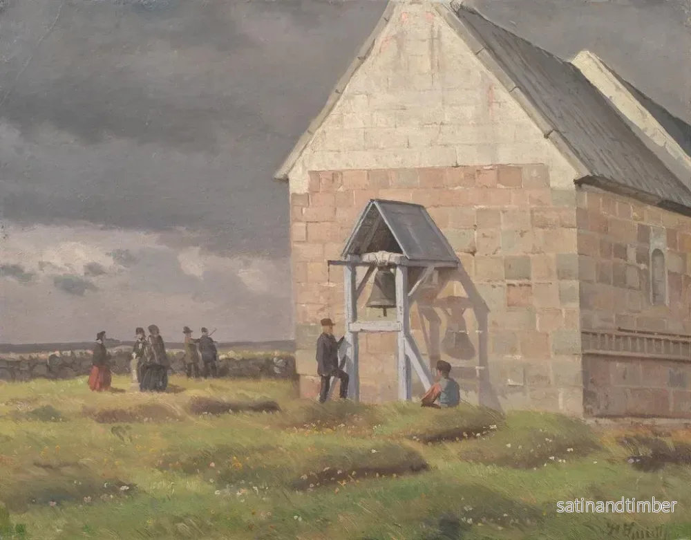 Reproduktion av målningen En storm är på väg att bryta ut bakom kyrkan i Nrre Vium, Jylland - Hans Smidth - Bild 2