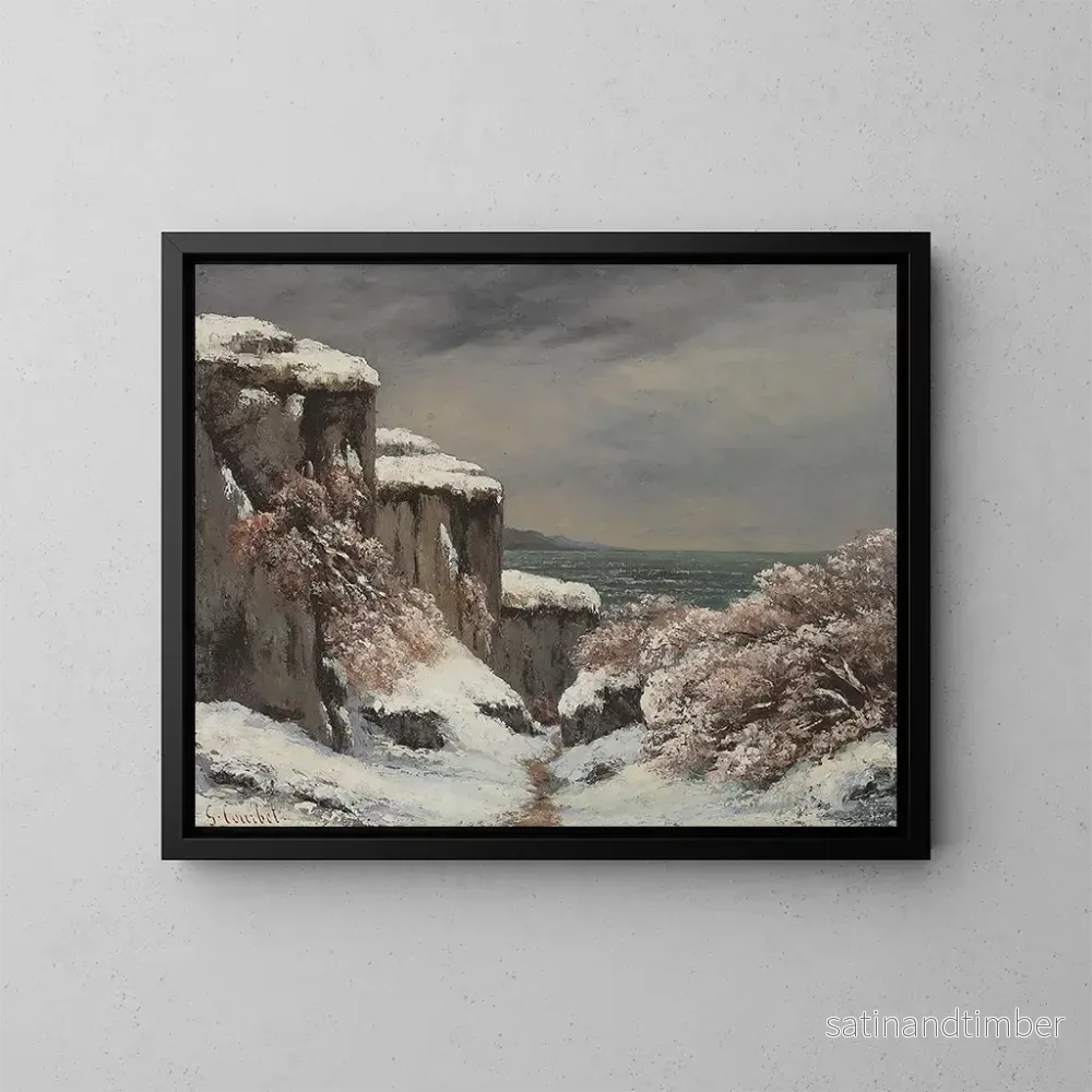 Reproduktion av målningen Falaises au bord de la mer sous la neige - Gustave Courbet
