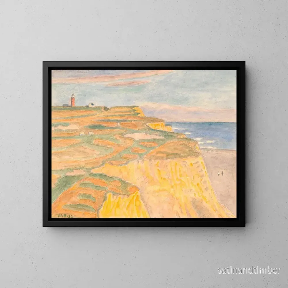 Reproduktion av målningen Les falaises et le phare de Bovbjerg - Niels Bjerre