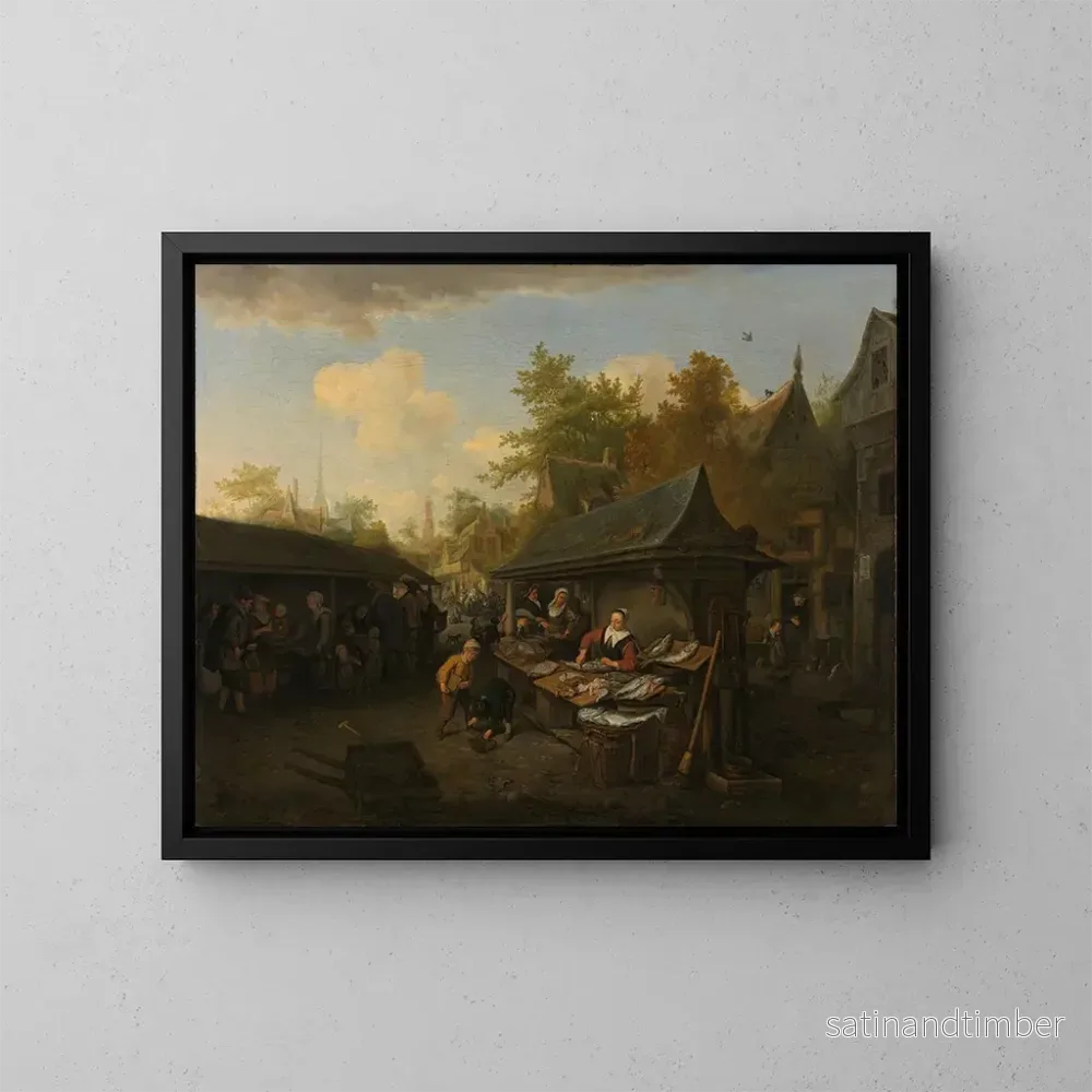 Reproduktion av målningen Marknad för fisk - Cornelis Dusart