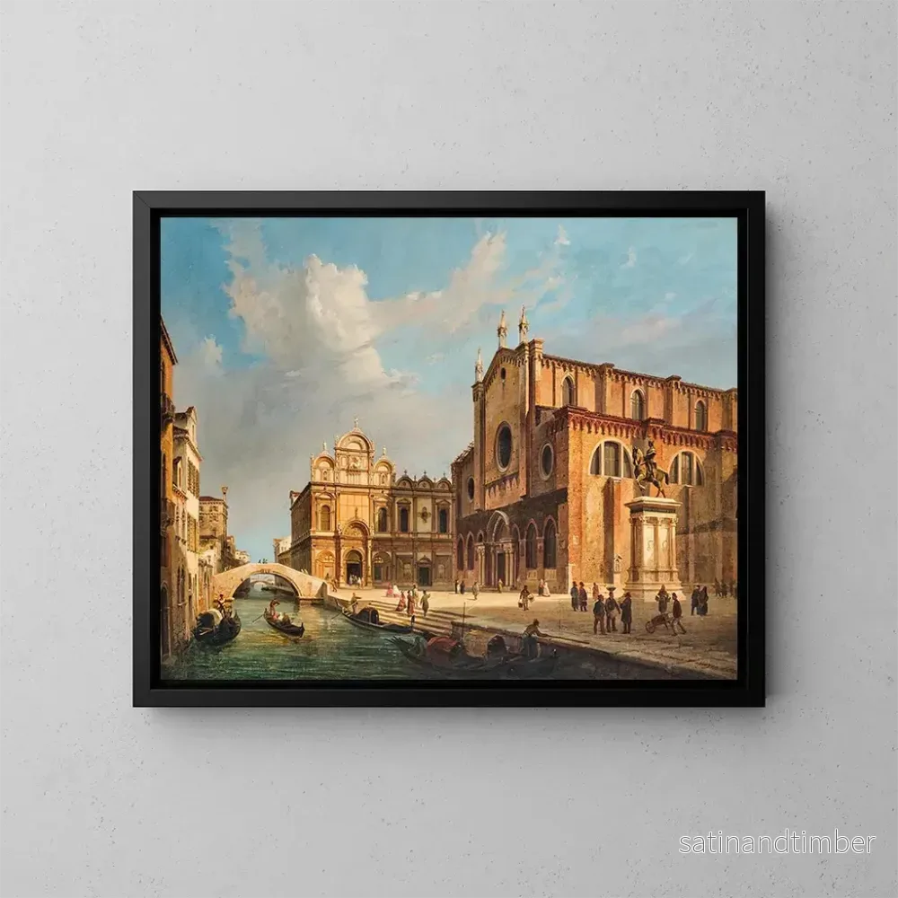 Reproduktion av målningen Venise, Campo Santi Giovanni e Paolo – Luigi Querena Reproduktion av målningen Venise, Campo Santi Giovanni e Paolo – Luigi Querena