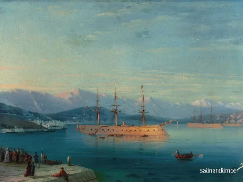Reproduktion av målningen av franska fartyg som lämnar Svarta havet - Ivan Konstantinovich Aivazovsky - Bild 2