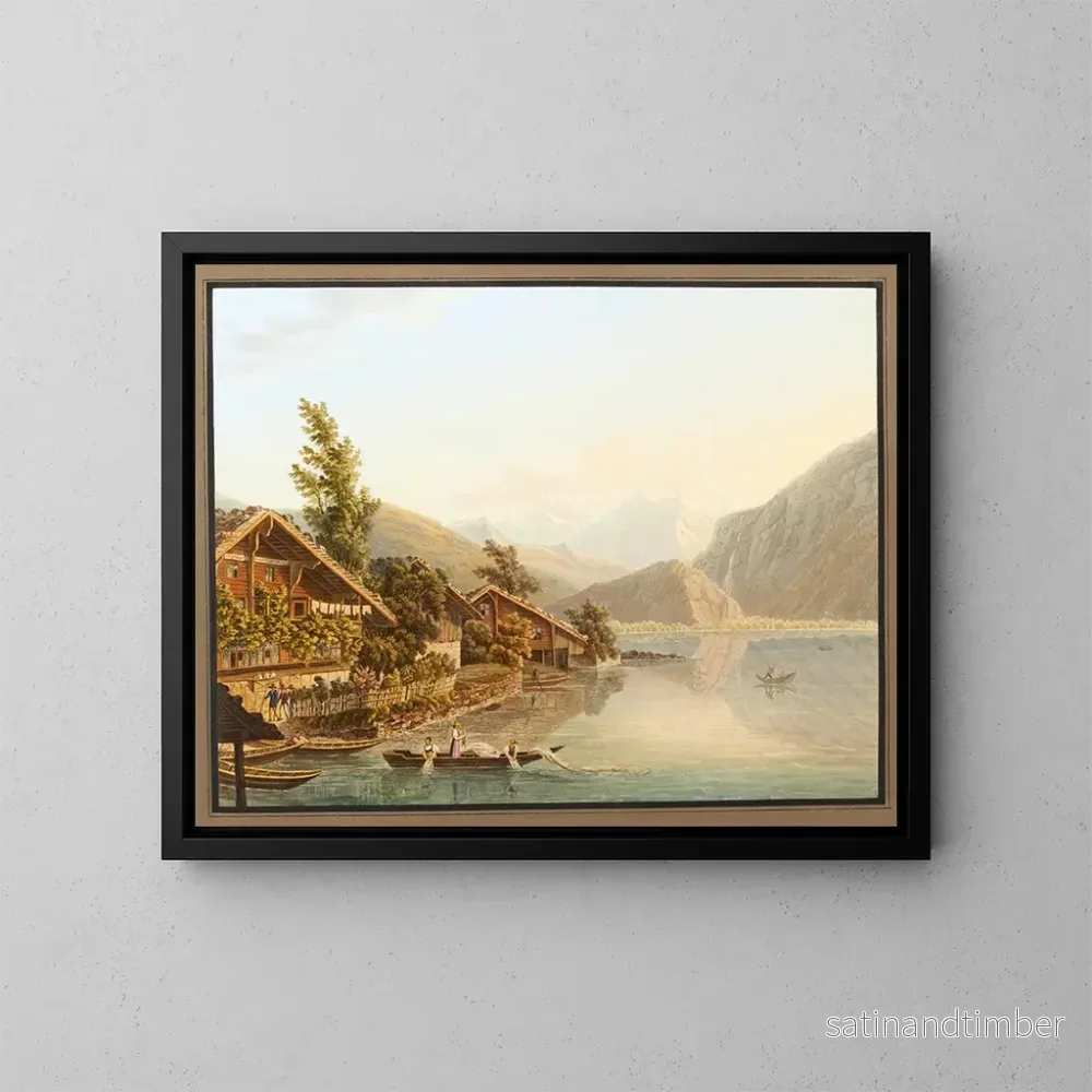 Reproduktion av målningen Vue d'une partie du village de Brienz vers Meiringen - Heinrich Meichelt