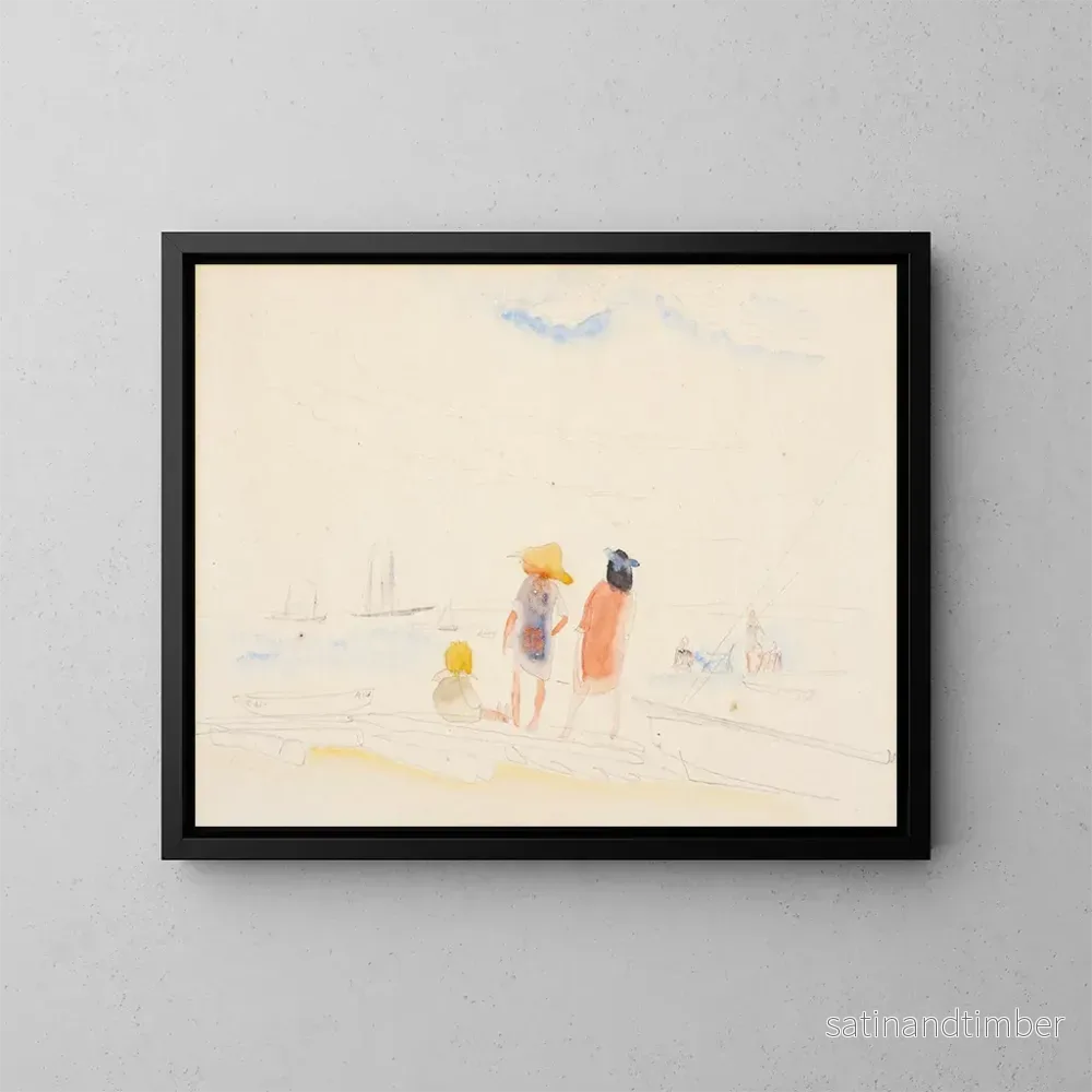 Reproduktion av målningen Två kvinnor och ett barn på stranden – Charles Demuth Reproduktion av målningen Två kvinnor och ett barn på stranden – Charles Demuth