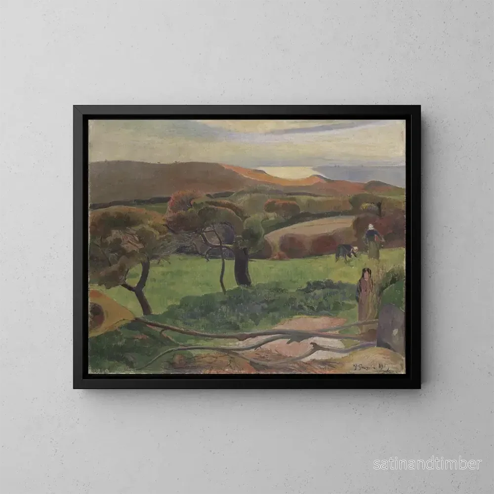 Reproduktion av målningen Les Champs au bord de la mer - Paul Gauguin
