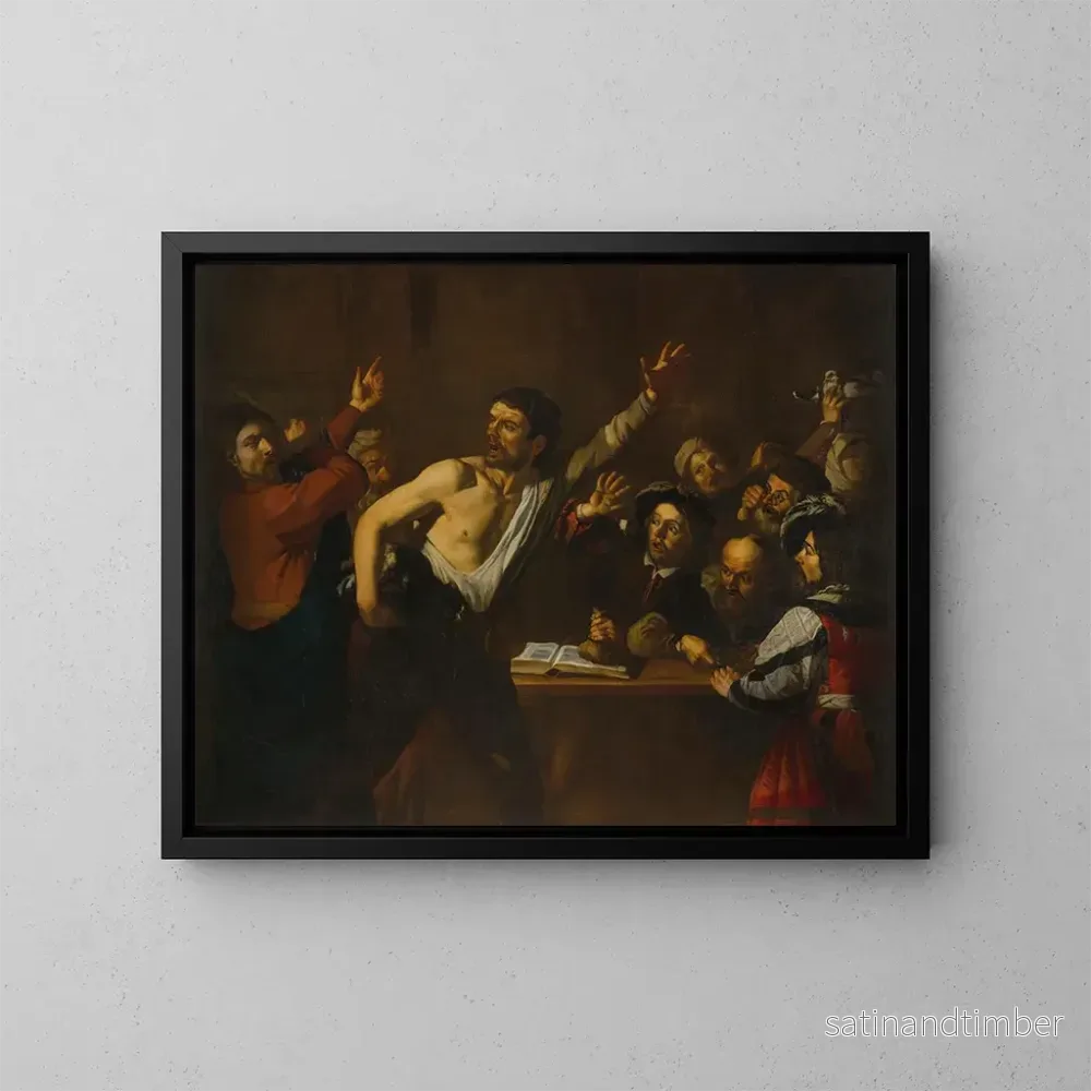 Reproduktion av målningen Le Christ chassant les marchands du Temple - Dirck van Baburen