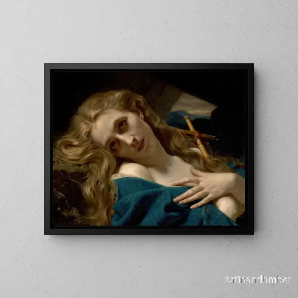 Reproduktion av målningen Marie Madeleine i grottan - Hugues Merle