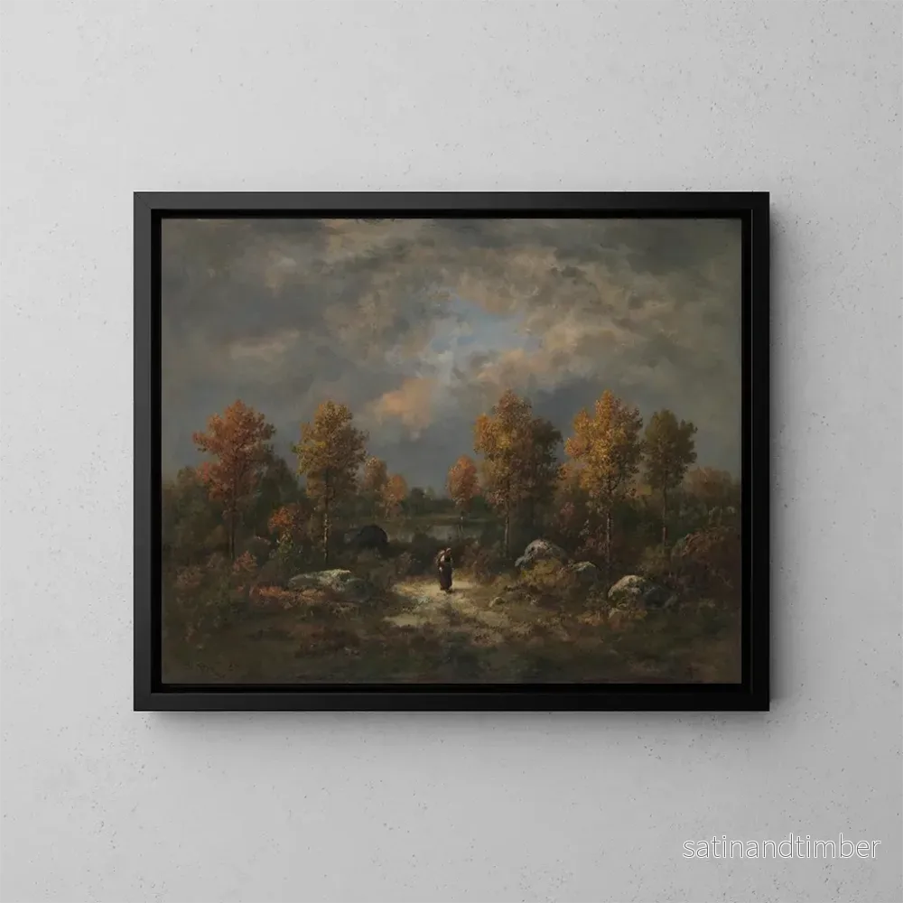 Reproduktion av målningen Höst vid dammens kant skog - Narcisse Virgile Diaz de la Peña
