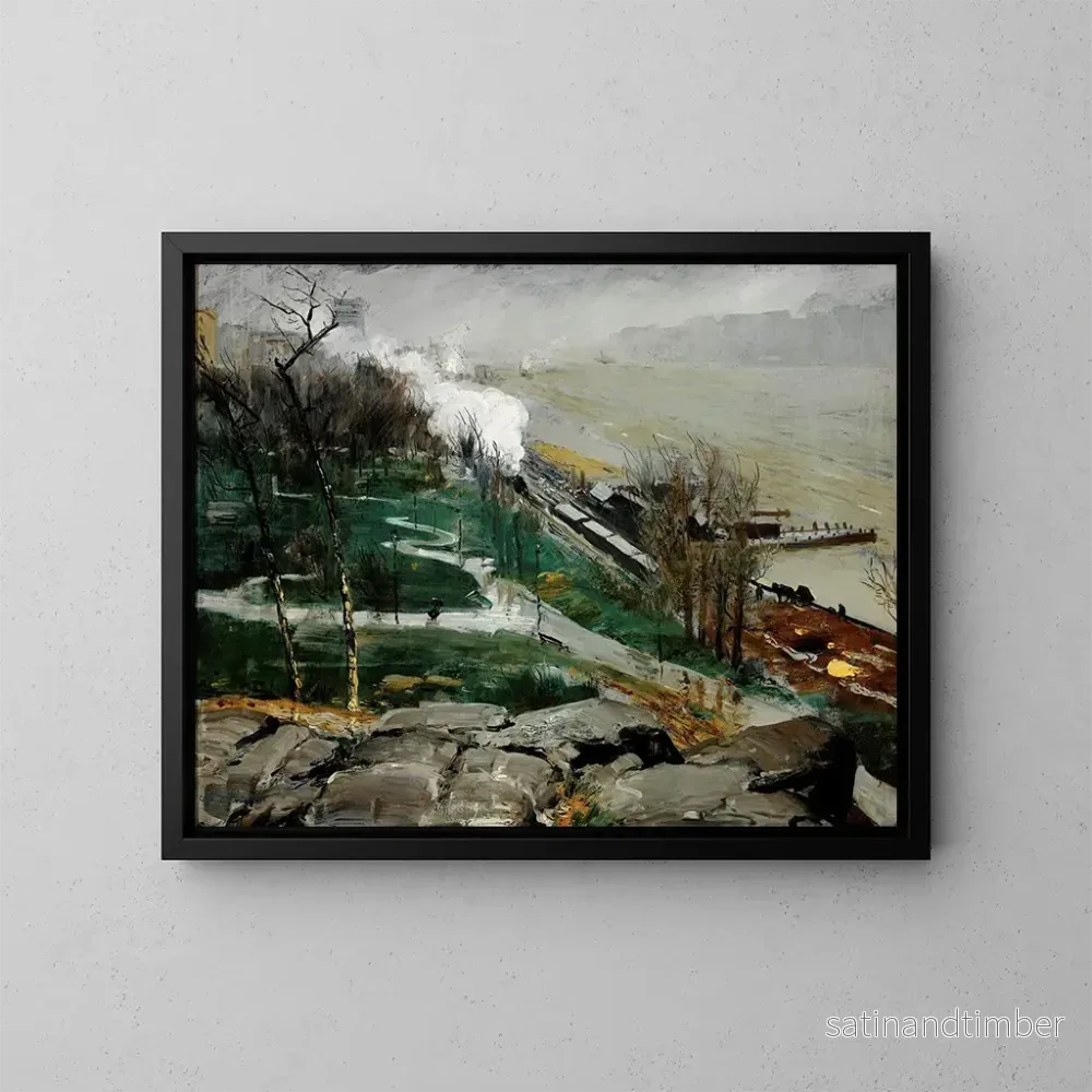 Reproduktion av målningen Regn över floden - George Wesley Bellows