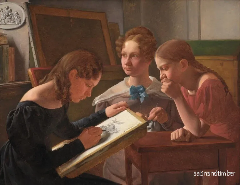 Reproduktion av målningen Tre unga flickor, konstnärssystrarna Alvilde, Ida och Henriette - Constantin Hansen - Bild 2