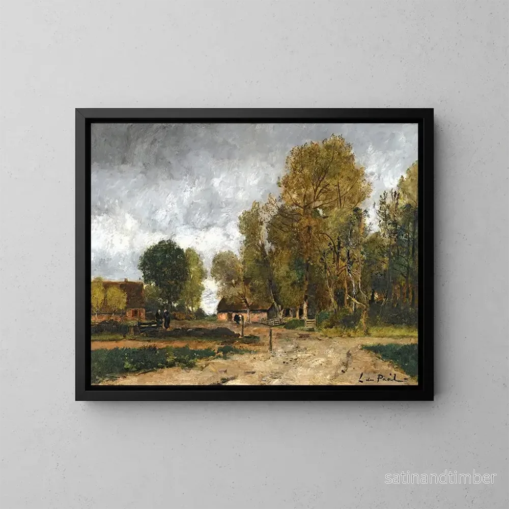 Reproduktion av målningen Landskapsbild med ett hus - László Pál