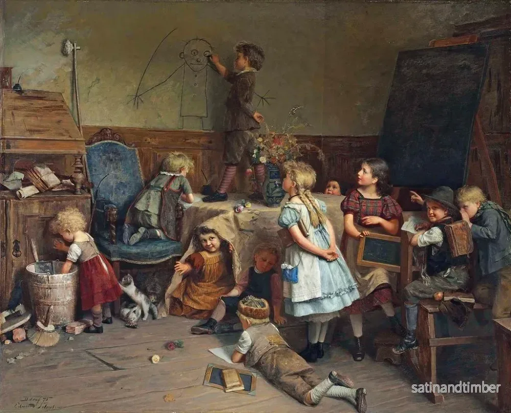 Reproduktion av målningen La récréation de l'école des jeunes artistes - Eduard Schulz-Briesen - Bild 2