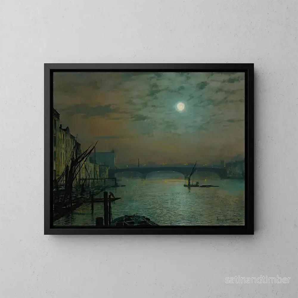 Reproduktion av målningen Le pont de Southwark au clair de lune – John Atkinson Grimshaw Reproduktion av målningen Le pont de Southwark au clair de lune – John Atkinson Grimshaw