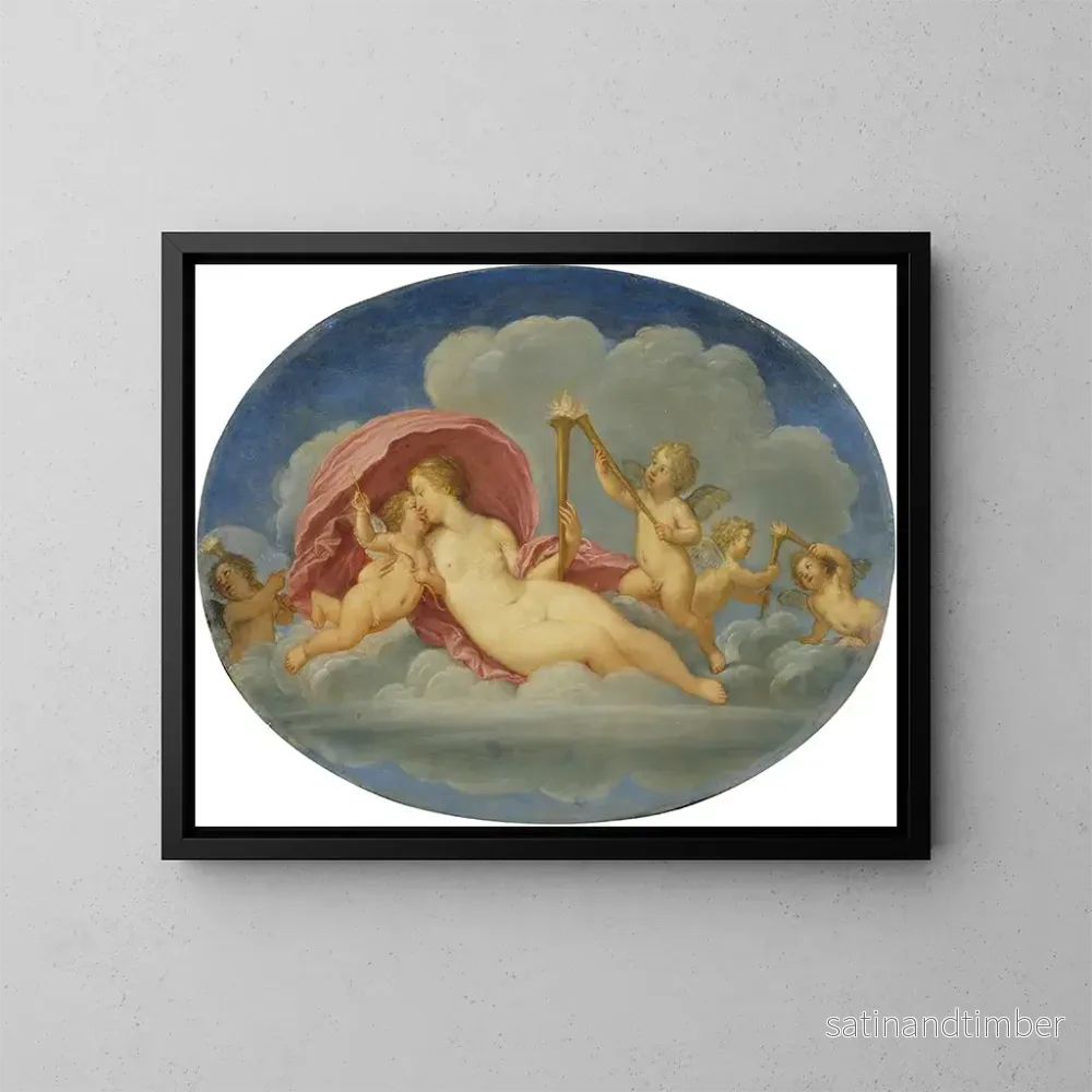 Reproduktion av målningen Vénus och Cupidon - Francesco Albani