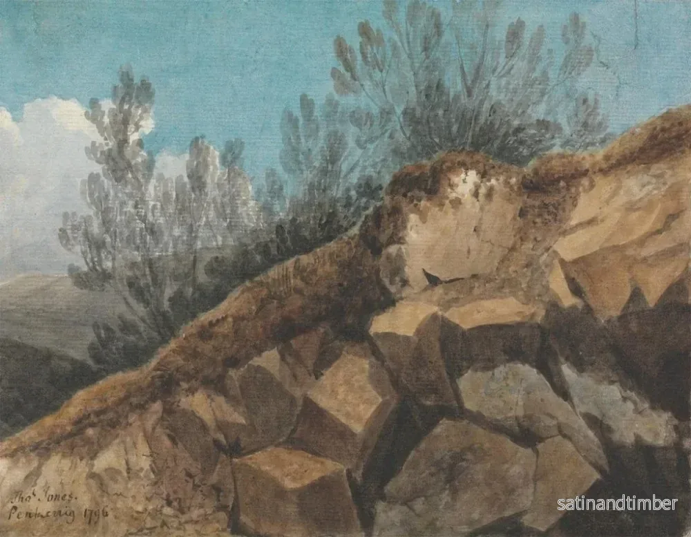 Reproduktion av målningen Studie av bergarter nära Pencerrig, i Wales - Thomas Jones - Bild 2