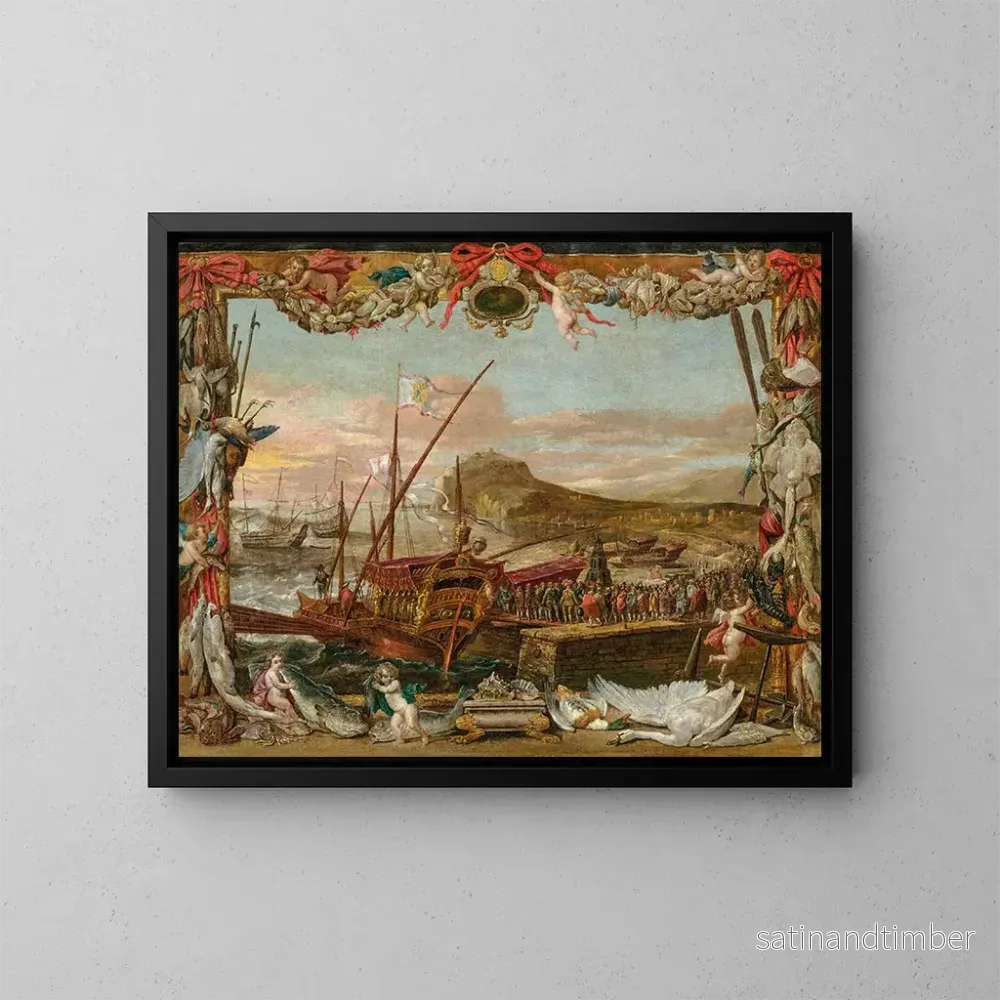 Reproduktion av målningen L'Embarquement de Don Juan d'Autriche - David Teniers le Jeune