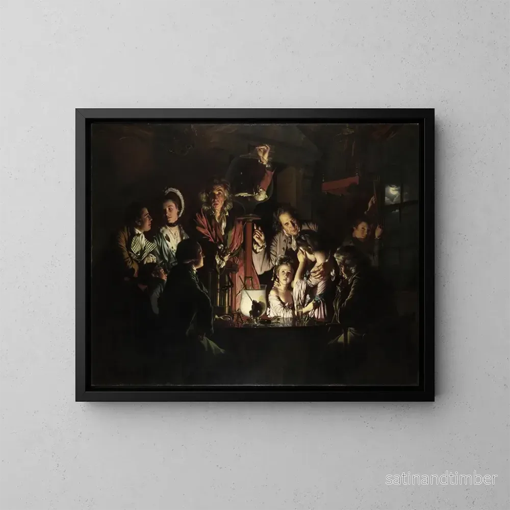 Reproduktion av målningen En erfarenhet av en fågel i en luftpump - Joseph Wright de Derby
