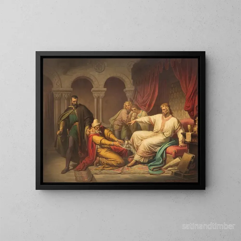 Reproduktion av målningen Tentative de meurtre par empoisonnement d’Édouard III – Theodor Pixis