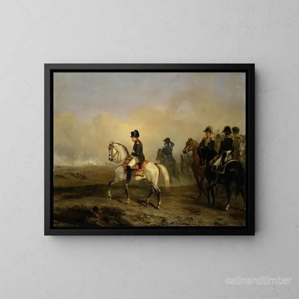 Reproduktion av målningen av kejsaren Napoleon I och hans generalstab till häst - Horace Vernet