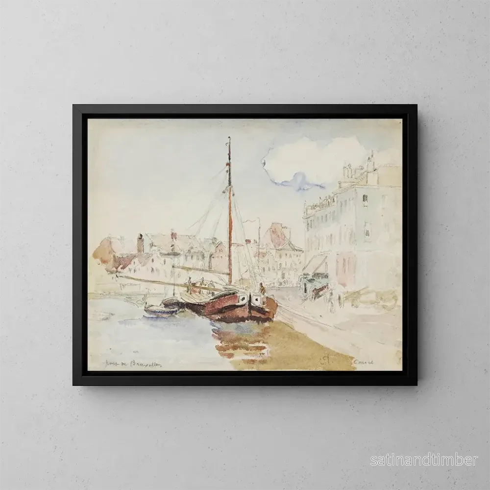 Reproduktion av målningen av hamnen i Bryssel – Camille Pissarro Reproduktion av målningen av hamnen i Bryssel – Camille Pissarro