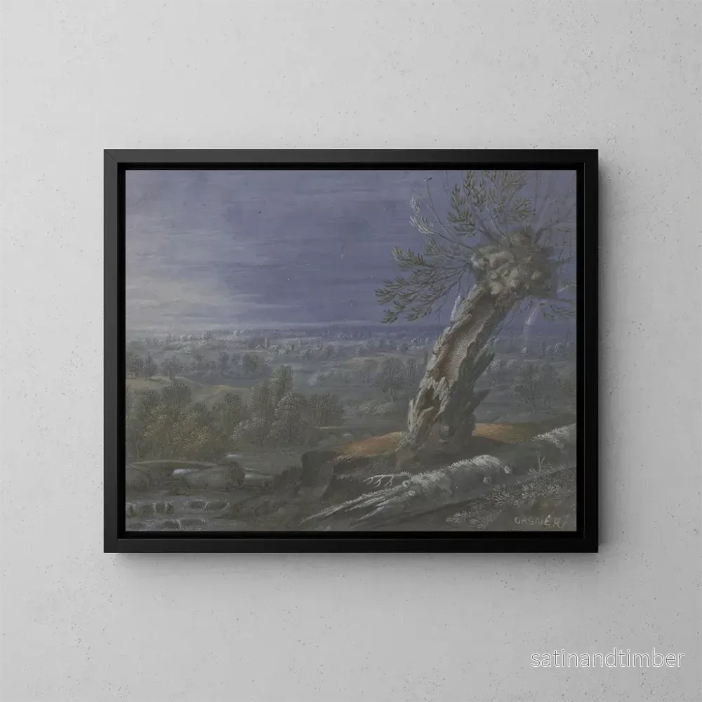 Reproduktion av målningen Landskapsmotiv med stor bredd och regnbåge - Johann Nikolaus Gassner