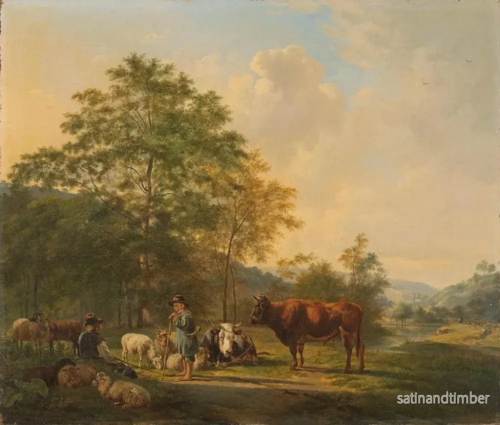 Reproduktion av målningen Landskap med böljande kullar, en herde och boskap - Pieter Gerardus van Os - Bild 2