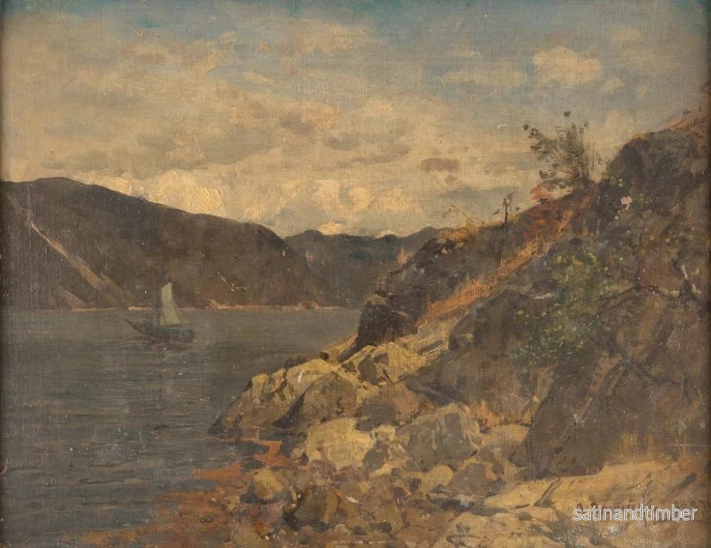 Reproduktion av målningen Båt i en bergig fjord - Georg Anton Rasmussen - Bild 2