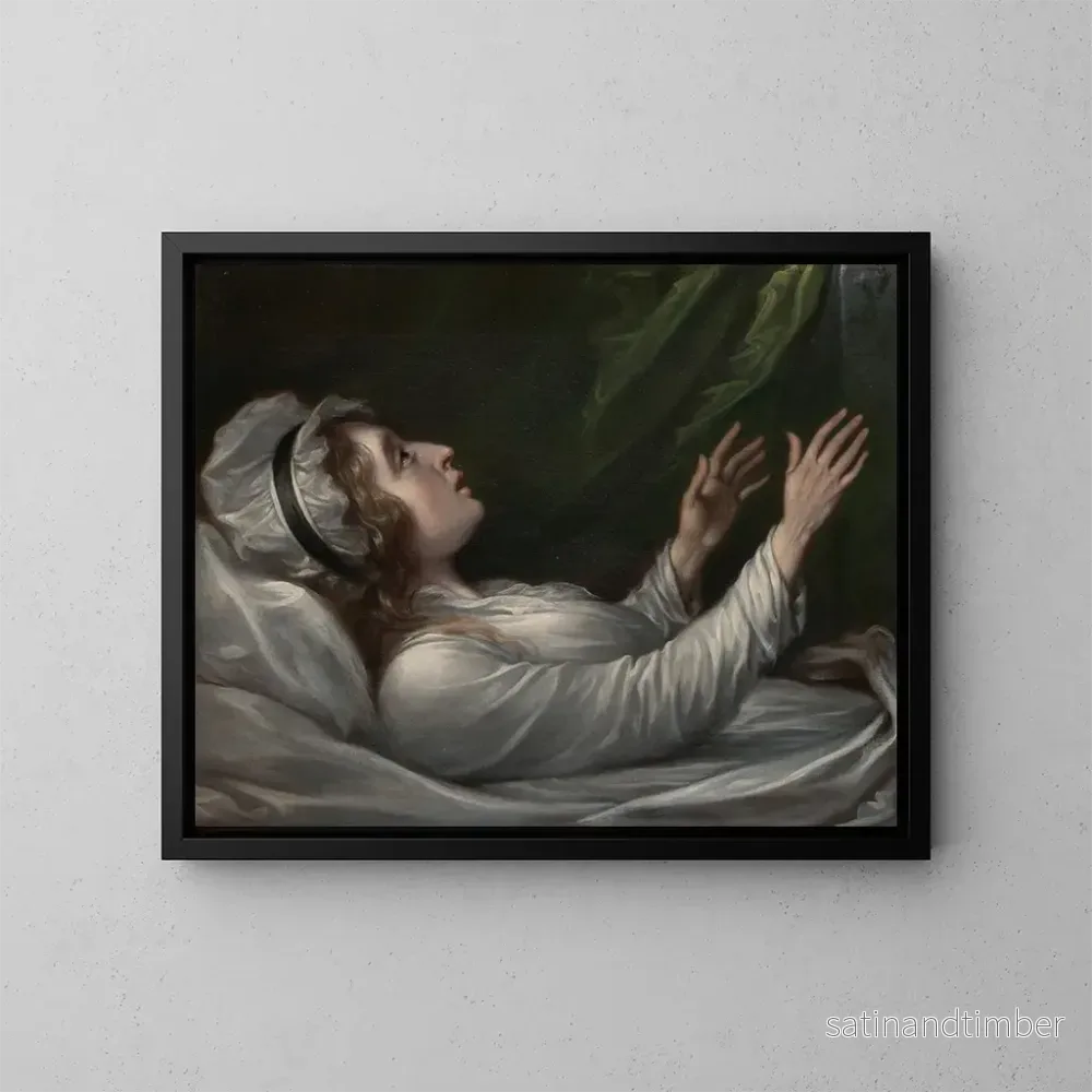 Reproduktion av målningen Sarah Hope Harvey på hennes dödsbädd - John Trumbull