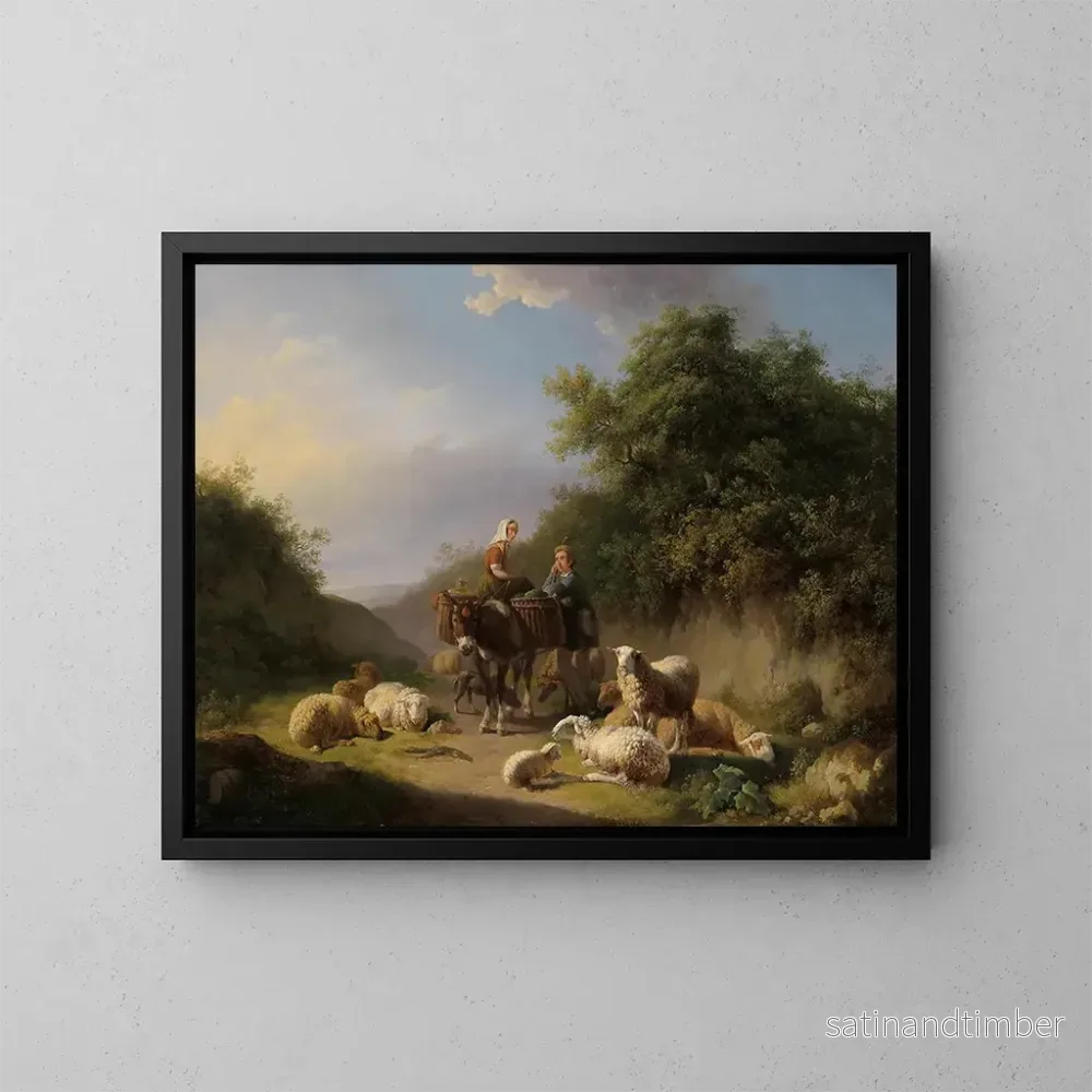 Reproduktion av målningen Bergare och herde - Eugène Joseph Verboeckhoven
